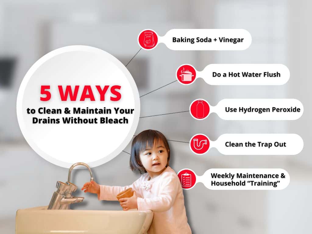 how to clean drains without using bleach